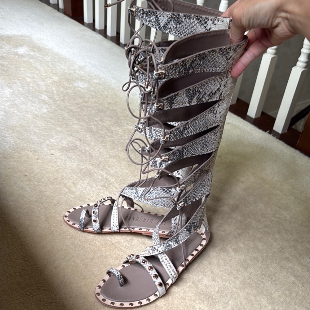 Ivy kirzhner Gladiator Sandals with Snakeskin Texture